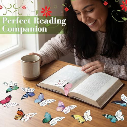 Resurhang 24 Pieces Bible Verse Magnetic Bookmarks Christian Butterfly Magnet Bookmarks Foldable Women Religious Gift for Mother's Day 1.6 x 2.2 In Inspirational Reading Page Markers for School Church