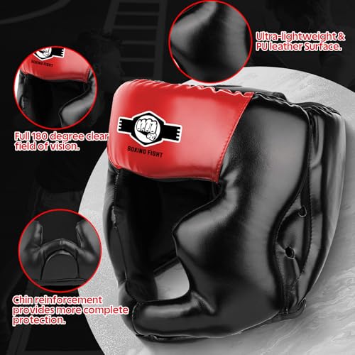 2 Pack & 1 Pack Boxing Headgear - Sparring Safety Head Guard for MMA, Kickboxing, Muay Thai, Boxing - Men, Women, Kids - color: Red, size: Small-Medium