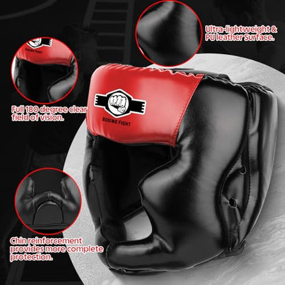 2 Pack & 1 Pack Boxing Headgear - Sparring Safety Head Guard for MMA, Kickboxing, Muay Thai, Boxing - Men, Women, Kids - color: Red, size: Small-Medium