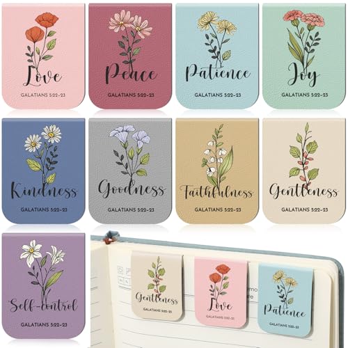 Tisancy 9 Pcs Christian Magnetic Bookmarks Bulk Inspirational Gifts Leather Bookmarks Handmade Bible Motivational Gifts for Vbs Sunday School Book Club(Colorful) - color: Colorful