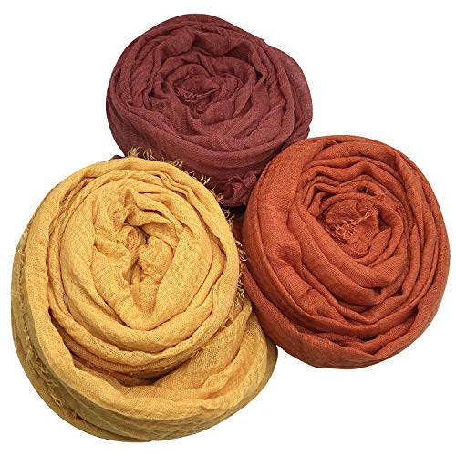 Women Scarf Shawl for All Season 3PCS Scarve Wrap Scarve. - color: Yellow, Rust Red, Blood Red