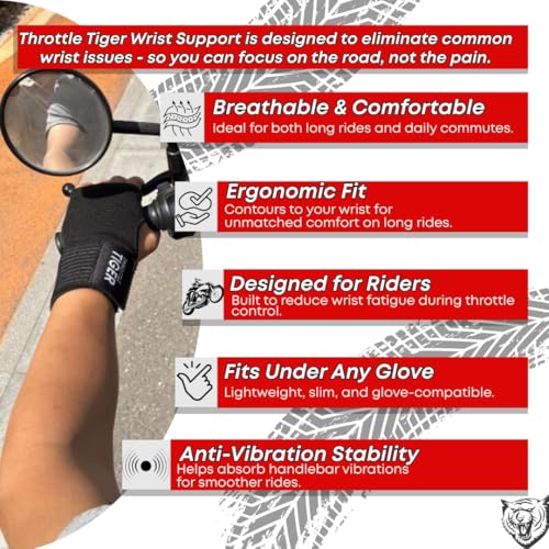 ® Motorcycle Wrist Brace Adjustable Wrist Wraps for Bikers, Wrist Support Reduces Hand Pain and Absorbs Vibration, Enhancing Comfort and Stability (Large) - size: Large
