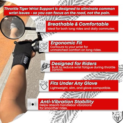 ® Motorcycle Wrist Brace Adjustable Wrist Wraps for Bikers, Wrist Support Reduces Hand Pain and Absorbs Vibration, Enhancing Comfort and Stability (Medium) - size: Medium