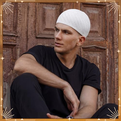 Boyiee Kufi Hat for Men - color: White, style: Solid Classic