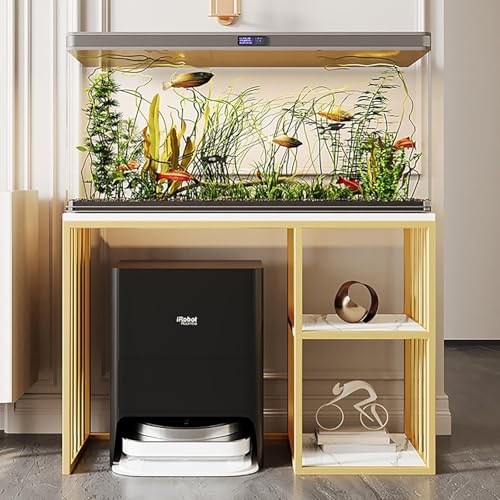 Modern Breeder Vivarium Bottom Shelf 70 Tall for Interior/Patio/Hotel, Aquarium-Stands Standing Fish Tank Aquarium Stands with Adjustable Foot Mat, Farmhouse Corner Terrarium Table Rack(Gold,90x40x70c - color: Gold, size: 90x40x70cm(35x16x28in)