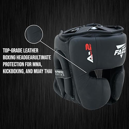 Authentic Series A2 Boxing Headgear - Premium Leather Head Guard for Kids and Adults in MMA, Kickboxing, Muay Thai, Karate, Martial Arts, and Taekwondo - color: Black, size: Small-Medium