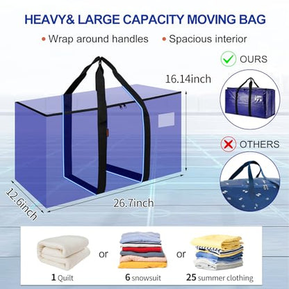 Cryster 2-Pack Clear Moving Bags – Heavy Duty Storage Totes with Reinforced Handles & Double Zippers, Extra Large for Packing, Organizing, and Moving ，Carry in 2 Ways - size: 2 Pack