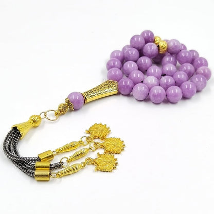 ALBASHAN Natural Purple Agate Tasbih 33 66 99 Beads Gift Eid Al-Fitr Rosary Muslim Bracelet Islam Rosary - color: 12mmx45beads
