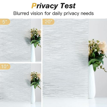 Haton Window Privacy Film, Frosted Glass Non-Adhesive Film, 11.8" x 78.7" | Static Cling Removable UV Heat Block Anti Glare Glass Film for Bathroom Household Window Privacy with Ocean Wave Pattern - color: Ocean Wave, size: 11.8" x 78.7"