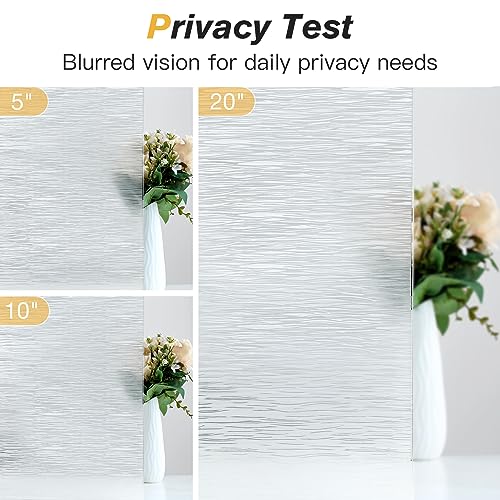 Haton Window Privacy Film, Frosted Glass Non-Adhesive Film, 17.5" x 157.4" | Static Cling Removable UV Heat Block Anti Glare Glass Film for Bathroom Household Window Privacy with Ocean Wave Pattern - color: Ocean Wave, size: 17.5" x 157.4"