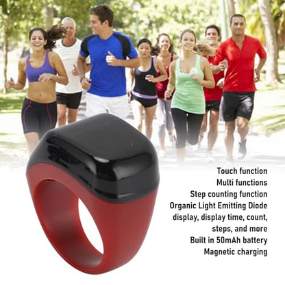 Finger Smart Tally Counter Ring, Muslim Digital Azan Alarm Clock, Vibration Reminder, Touch Control, 0.42in Screen, for Nice Islamic Gift - color: Coffee