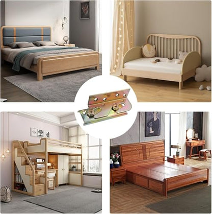 8 Sets Bed Rail Brackets,Heavy Duty Bed Frame Brackets Bed with Screws | Fittings Wooden Bed Frame Connectors - size: 8 Pieces
