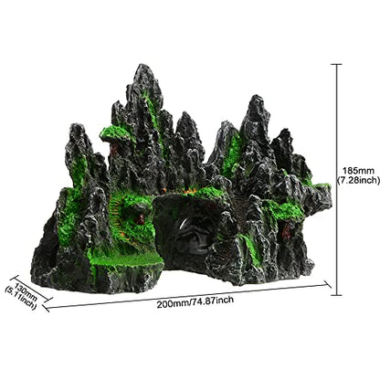 Saim Fish Tank Decorations - Mountain View Aquarium Ornament (Small) - size: Small