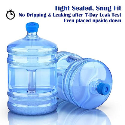 [6-Pack] Water Jug Cap for 2,3,4,5 Gallon Water Bottles with 55-60mm Standard/Screw/Crown Tops, Food-Grade Silicone Reusable Water Bottle Caps, Leak-Free Water Bottle Dispenser Caps Lids - color: Blue, size: 6 Pack