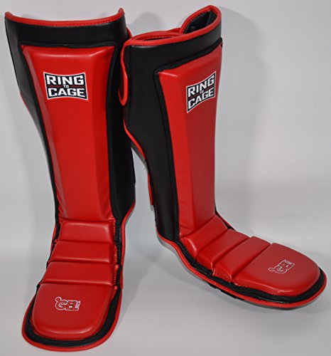 Ultima GelTech MMA Muay Thai Grappling Shin Instep Shin Guards - color: Red, size: X-Large