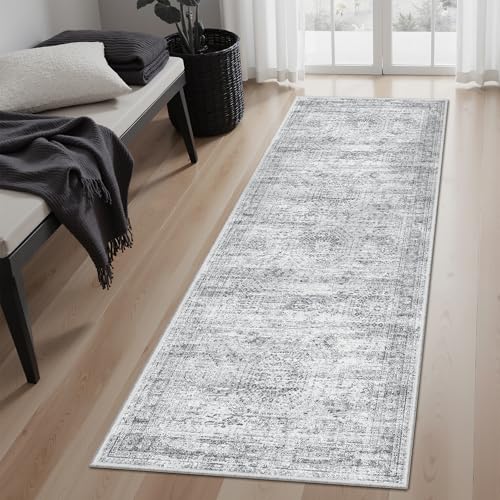Soalmost Runner Rug 2x5 Washable Non-Slip Kitchen Entry Runners Grey - color: Grey, size: 2' x 5' (Runner)