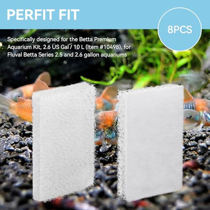 Diffusion Chamber Pad, Betta Tank Filter Replacement for AquaClear Fluval | Betta Diffusion Chamber Pad Replacement Aquarium Filter Media for Betta Premium Aquarium 2.5/2.6 Gallon, 8 Pack