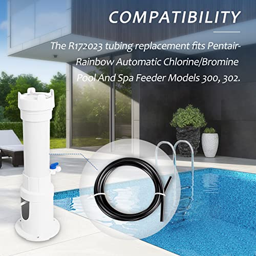 R172023 8-Feet Tubing Replacement - for Pentair Rainbow Chlorinator Automatic Chlorine/Bromine Pool and Spa Feeder Models 300, 302 Black