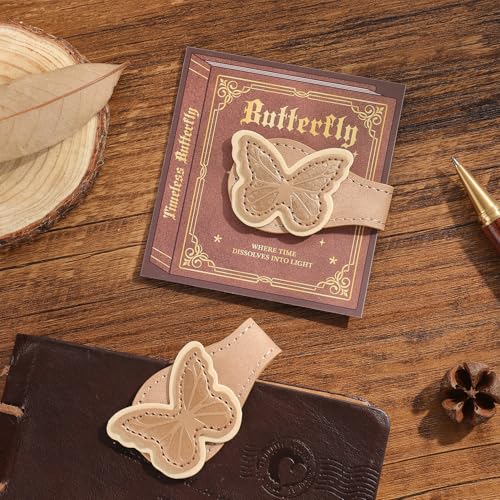 2PCS Vintage Magnetic Leather Bookmark, Leather Magnetic Bookmarks for Women, Magnetic PU Bookmarks Clip Book Accessories - style: Butterfly&Pony