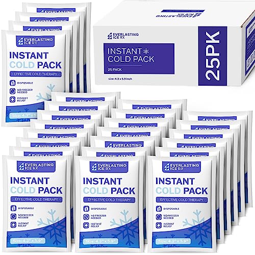 25 Pack - Instant Cold Packs - Instant Ice Packs for Injuries | Disposable Cold Compress Ice Pack for Pain Relief, Swelling, Inflammation, Sprains, Toothache - Cold Pack for Athletes - style: 25 Pack