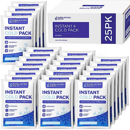 25 Pack - Instant Cold Packs - Instant Ice Packs for Injuries | Disposable Cold Compress Ice Pack for Pain Relief, Swelling, Inflammation, Sprains, Toothache - Cold Pack for Athletes - style: 25 Pack