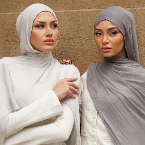 Crinkle Cotton Hijab, Soft Light and Breathable Hijab Scarf For Women, Suitable for All Seasons - color: Pale Green