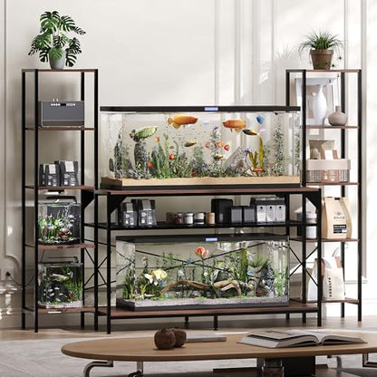 20-90 Gallon Fish Tank Stand, Aquarium Stand with Power Outlet, Heavy-Duty Reptile Terrarium Stand Featuring 12-Leg Support & 4-Tier Storage Shelves, Multipurpose Aquarium Table, Supports Up to 860lbs Load Capacity