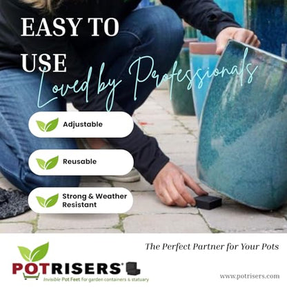 16 Pack Standard 1" Wide x 1/2" Tall | Invisible Pot Feet & Plant Risers | Drainage & Airflow for Planters, Pots, Garden Decor | Patios, Decks, Gardens