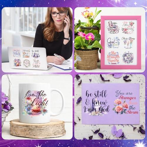 UV DTF Cup Wrap - 20 Sheets Bible Verse UV DTF Cup Wraps for 16 OZ Inspirational Faith God UVDTF Cup Wraps Affirmation Waterproof UV DTF Transfer Stickers for Glass Cup Mug Wood DIY Crafts - style: Bible