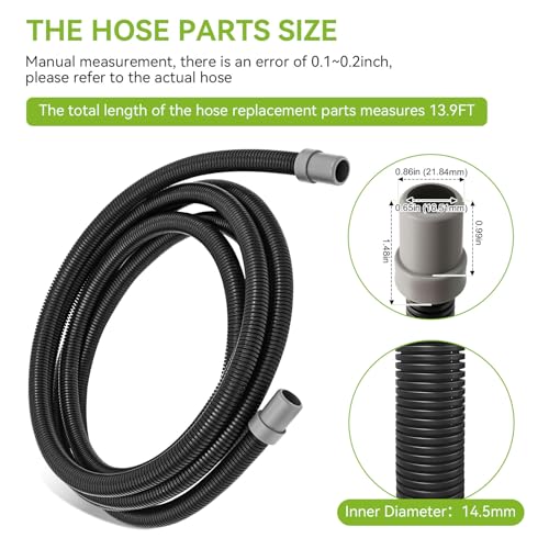 A20014 Ribbed Hosing Replacement for Fluval 106/107/206/207 Canister Filter, 13.9Ft Aquarium Tubing, Aquarium Filter Replacement Part, 4.23m Canister Filter Replacement Parts