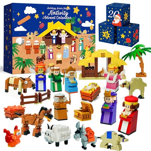 Nativity Advent Calendar 2026 Kids – 24 Days Building Blocks Kits Countdown Calendar Set, Stocking Stuffer Holiday Building Toys for Boys, Girls, Teens & Adults Ages 6+