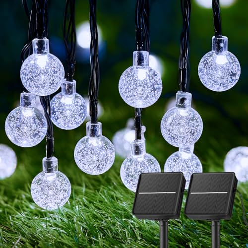 Brightown 2-Pack 120 LED 72 FT Solar String Lights Outdoor, Waterproof Solar Powered Patio Lights with 8 Lighting Modes for Garden Yard Porch Wedding Party Decor (Pure White) - color: White, size: 2 pc
