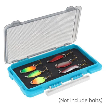 Fishing Tackle Box Slit Foam Case, Super Slim Fishing Lures Jig Box Hooks Spinners Spoons Storage Tackle Tray, (6.8 * 3.8 * 0.8inch) (Blue) - color: Blue