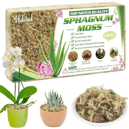 Halatool 10 OZ Sphagnum Moss for Plants, 14 QT Long Fiber Dried Orchid Moss | Drainage & Moisture Retention, Natural Moss for Ferns, Succulents, Carnivorous, Orchid Repotting, Terrariums, Reptile Bedding - size: 14 qt (0.6 lbs)