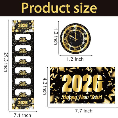 2026 New Year Money Envelopes for Cash Gifts Happy New Year Party Supplies 6PCS New Year's Eve Gifts Card Money Holder Black and Gold Surprise Cash Envelopes for Countdown Party