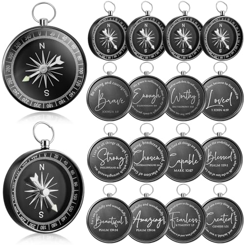 Relaxweex Christian Gifts Bulk, Engraved Bible Verses Compass - color: Black