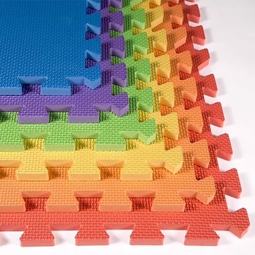 FlooringInc Baby Play Mat for Floor, Extra Large 2'x2' Foam Floor Tiles for Kids, Soft Interlocking Puzzle Mat, 1/2 Inch Thick, Non-Toxic EVA (Rainbow, 42 Tile Pack, 168 Sq Ft) - size: 42 Tile Pack