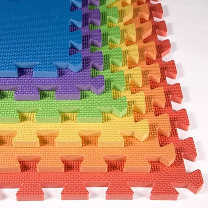FlooringInc Baby Play Mat for Floor, Extra Large 2'x2' Foam Floor Tiles for Kids, Soft Interlocking Puzzle Mat, 1/2 Inch Thick, Non-Toxic EVA (Rainbow, 42 Tile Pack, 168 Sq Ft) - size: 42 Tile Pack