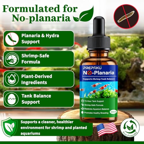 No Planaria & Hydra Support, Aquarium Balance Liquid for Shrimp & Fish | Helps Maintain Tank Stability and Reduce Flatworm-Related Issues, Shrimp-Safe Formula, 60ml