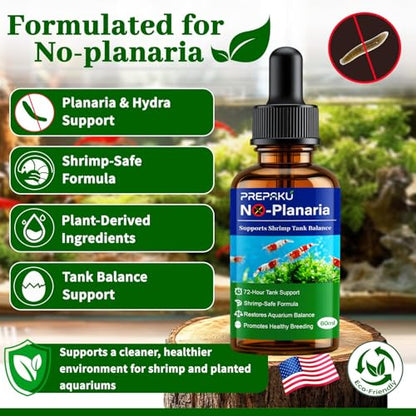 No Planaria & Hydra Support, Aquarium Balance Liquid for Shrimp & Fish | Helps Maintain Tank Stability and Reduce Flatworm-Related Issues, Shrimp-Safe Formula, 60ml