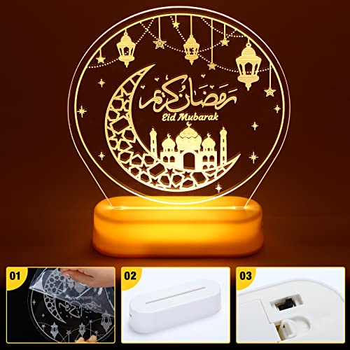 Honoson Ramadan LED Night Lamp Star Moon Eid Mubarak Table Decor Gift