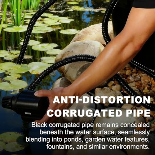 Pond Tubing 1” × 20 Feet Black Flexible PVC Pond Hose,Garden PVC Tube - Reinforced, Kink-Resistant Tubing for Pumps, Fountains & Waterfalls, with 4 Clamps,1" Dia - size: 1 Inch., style: 20FT