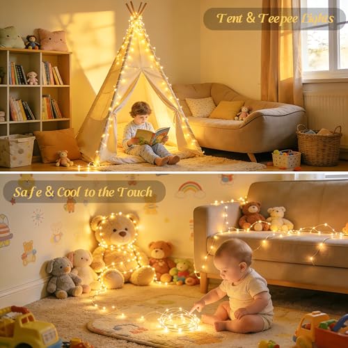 JMEXSUSS USB Fairy Lights for Bedroom,33ft 100 LED Christmas Lights Plug in - color: Warm White, size: 100 LED