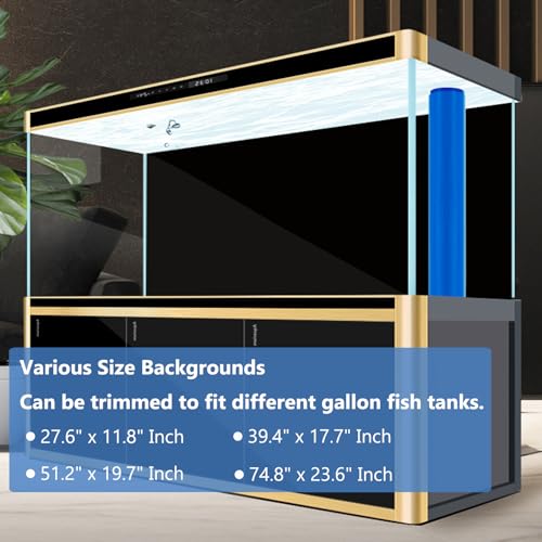 XCNO Black Aquarium Background Fish Tank Film, Static Cling, 51.2 x 19.7 in | Glue-Free, Thickened Waterproof Vinyl, Total Light Blockout, Makes Fish Colors Pop, Easy to Install and Remove, Reusable - size: 51.2" x 19.7" In