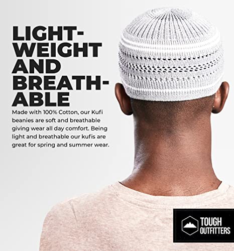 Tough Headwear Kufi Hat - Kufi Hats for Men Muslim, Turkish Kufi Cap - color: Grey White