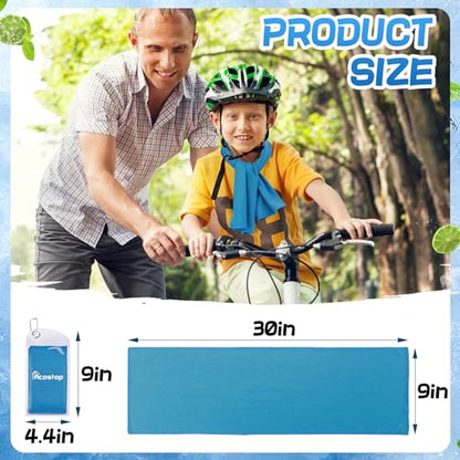 4 Pack Mini Cooling Towels (30"x9") - Kids Cooling Towel, Soft Breathable Cooling Neck Wraps with UPF 50 Sun Protection for Boys Girls Running Exercise Parent-child Activities School Outdoor Sports - color: Blue & Grey & Green & Magenta