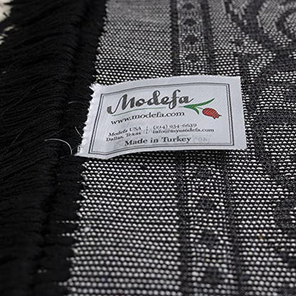 Modefa Turkish Islamic Velvet Prayer Rug - Thick Wide Soft Prayer Carpet - Men & Women - Large Prayer Mat - Eid & Ramadan Gift - with Kufi Cap Beads & Car Hanger - Double Plush Floral Black - color: Floral Arch - Black
