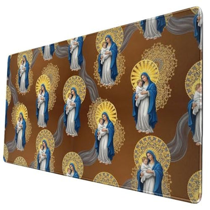 Water Resistant Desktop Mousepad Virgin Mary Mother of God Catholic Religious Christian God Faith, Extended Large Gaming Mat for Home Office Gaming Scene - color: Pattern (154), size: 29.5L x 15.8W inches