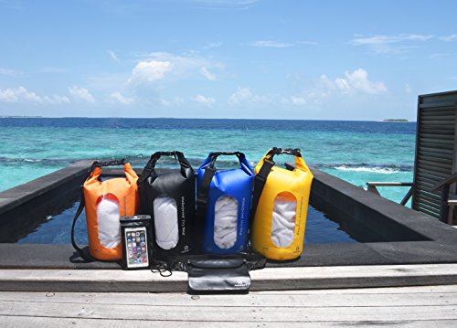 Freegrace Waterproof Dry Bag Set of 3 - Submersible Dry Sack with Double Zip Lock Seals - Includes Waist Pouch & Phone Case - Perfect for Kayaking, Swimming, Boating & Rafting (Navy Blue(Window), 20L) - color: Navy Blue, size: 20L, style: Window