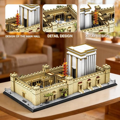 Jerusalem Temple Building Blocks Sets Judaism Architecture Building Toys Solomon’s Holy Temple Model Toys Judaica & Christian Bible Gift for Adults Teens 3233 PCS - color: Gold
